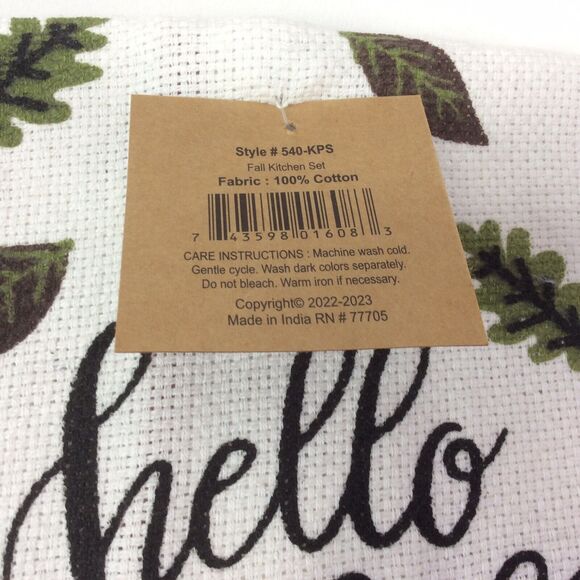 Harvest Collection “Hello Fall” Red Truck 2 Pc Kitchen Dish Towel Set Cotton NWT - Picture 4 of 5